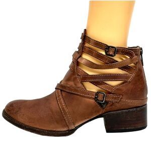 FREEBIRD by Steven Stair Strappy Cutout Ankle Boots Booties Heavily Distressed 7